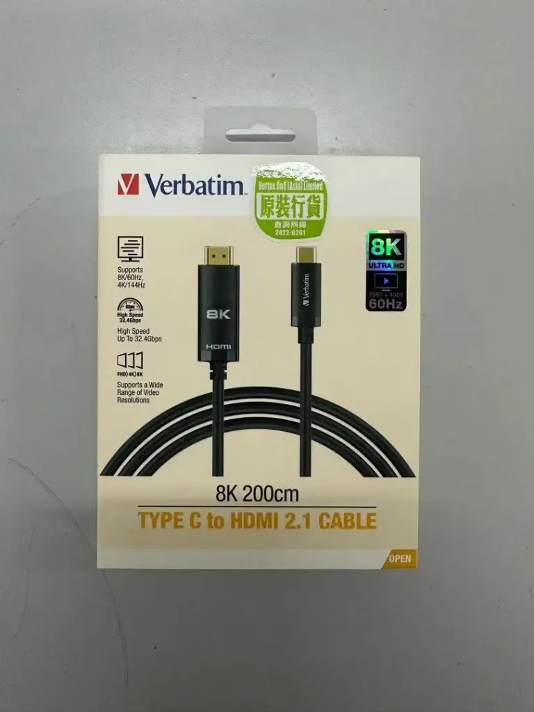 逐字 8K Type C 至 HDMI 2.1 連接線